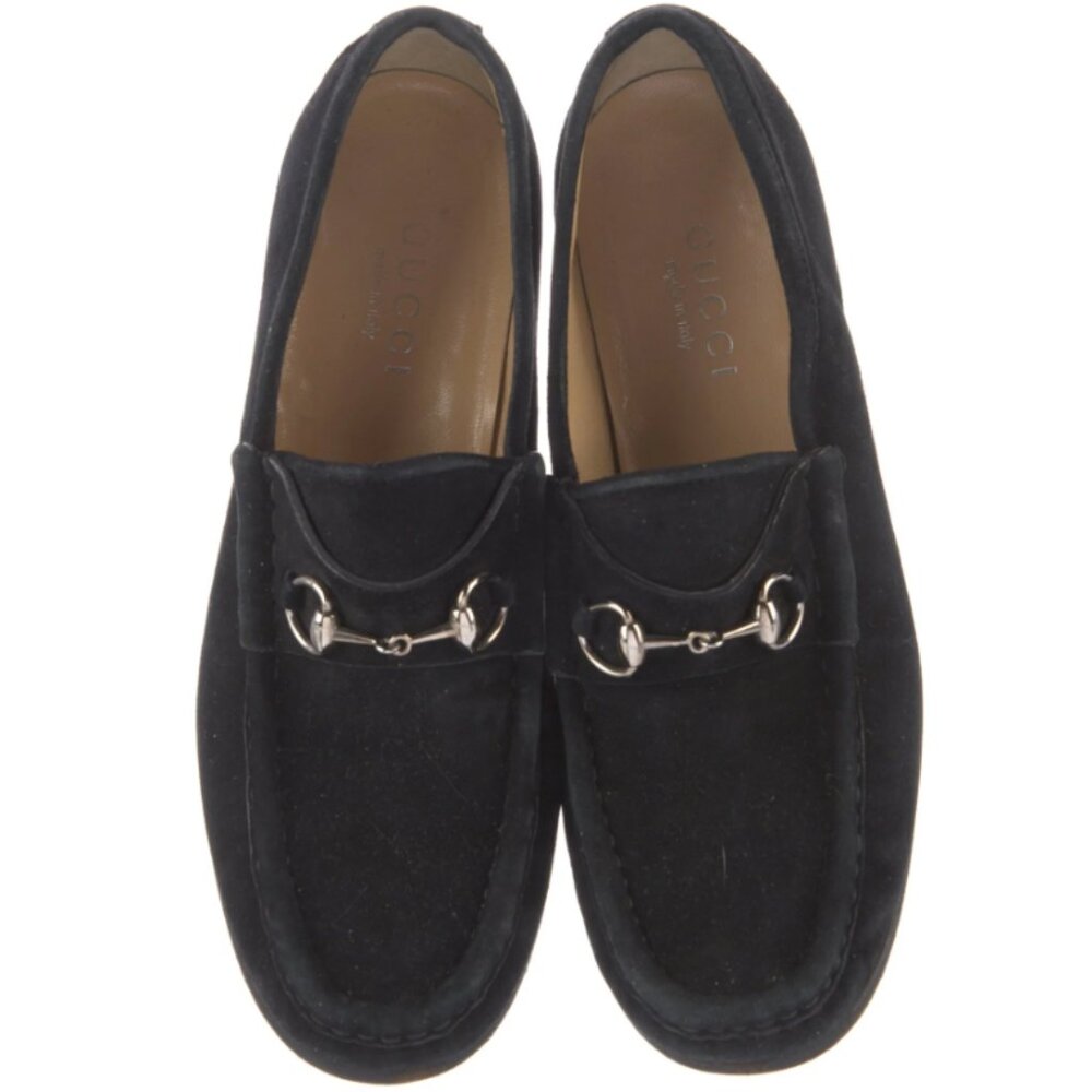 Women's Gucci Horsebit Loafers - Black Suede - Picture 3 of 5